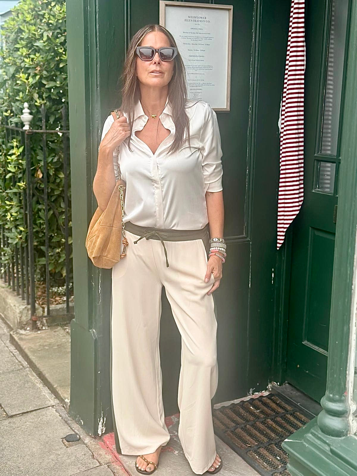 Tempest Pant - Nude with Khaki Stripe