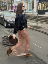 Christin Sequin Skirt - Rose Gold