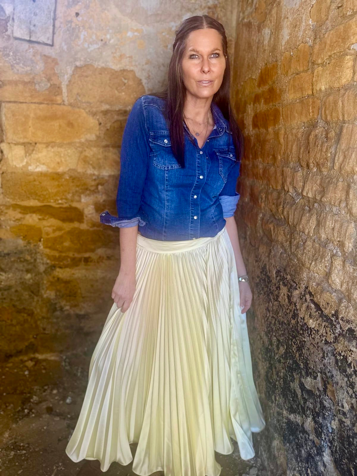 Falda plisada Sue - Vainilla
