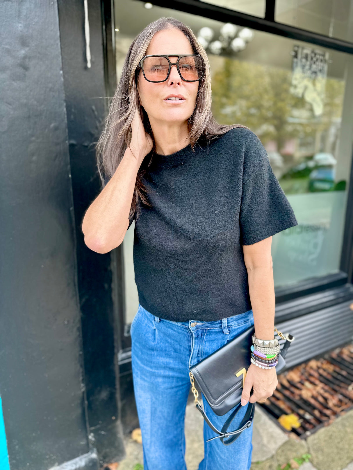 Harriet Short Sleeve knit - Black