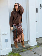 Mariah Sequin Midi Skirt - Chocolate