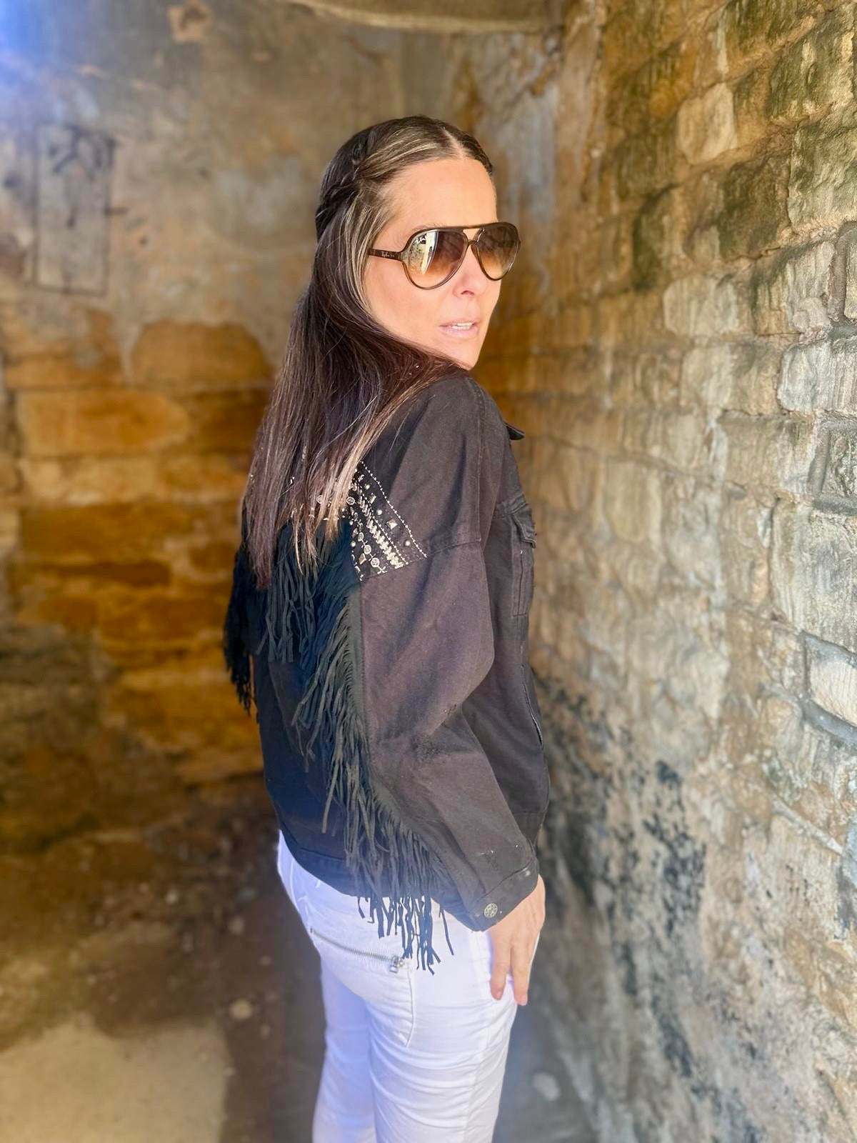 Chaqueta vaquera negra Dallas