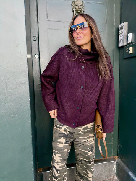 Bond Knitted Funnel Neck Plum