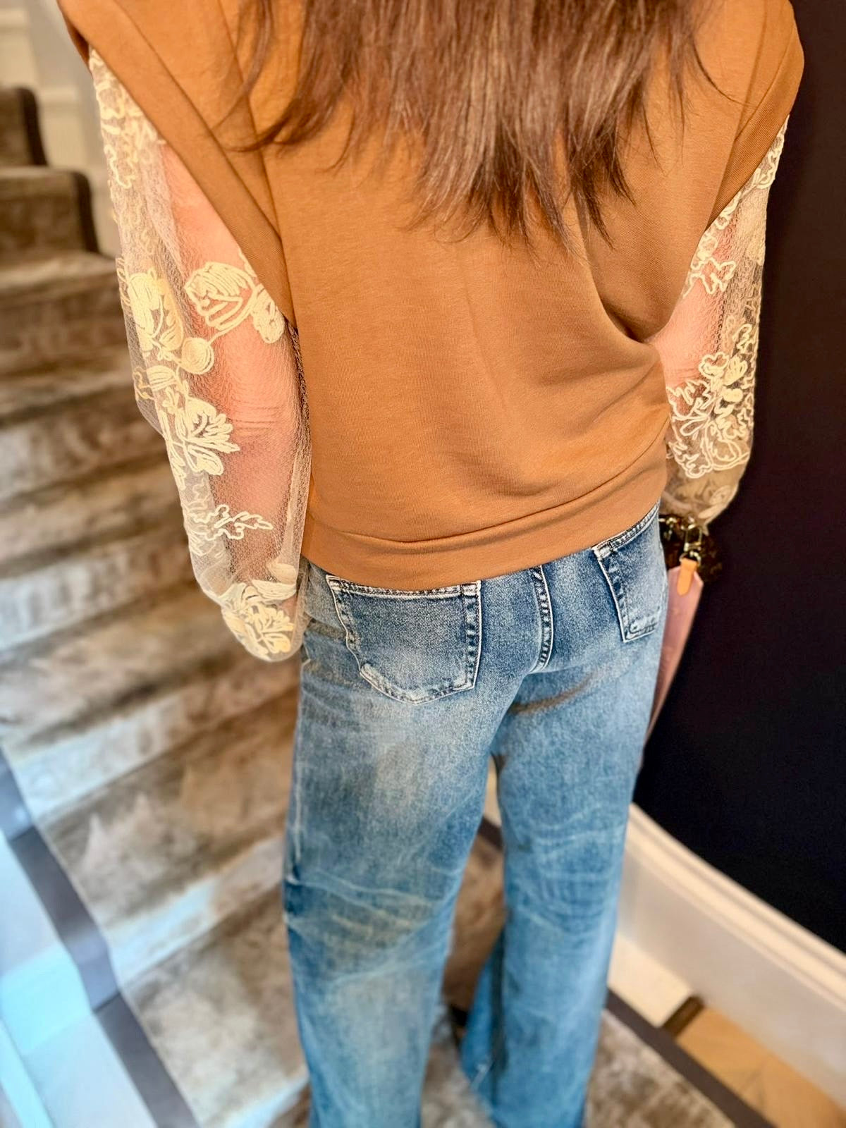 Frost Lace Sleeve Sweatshirt - Coffee **LIMITED EDITION**