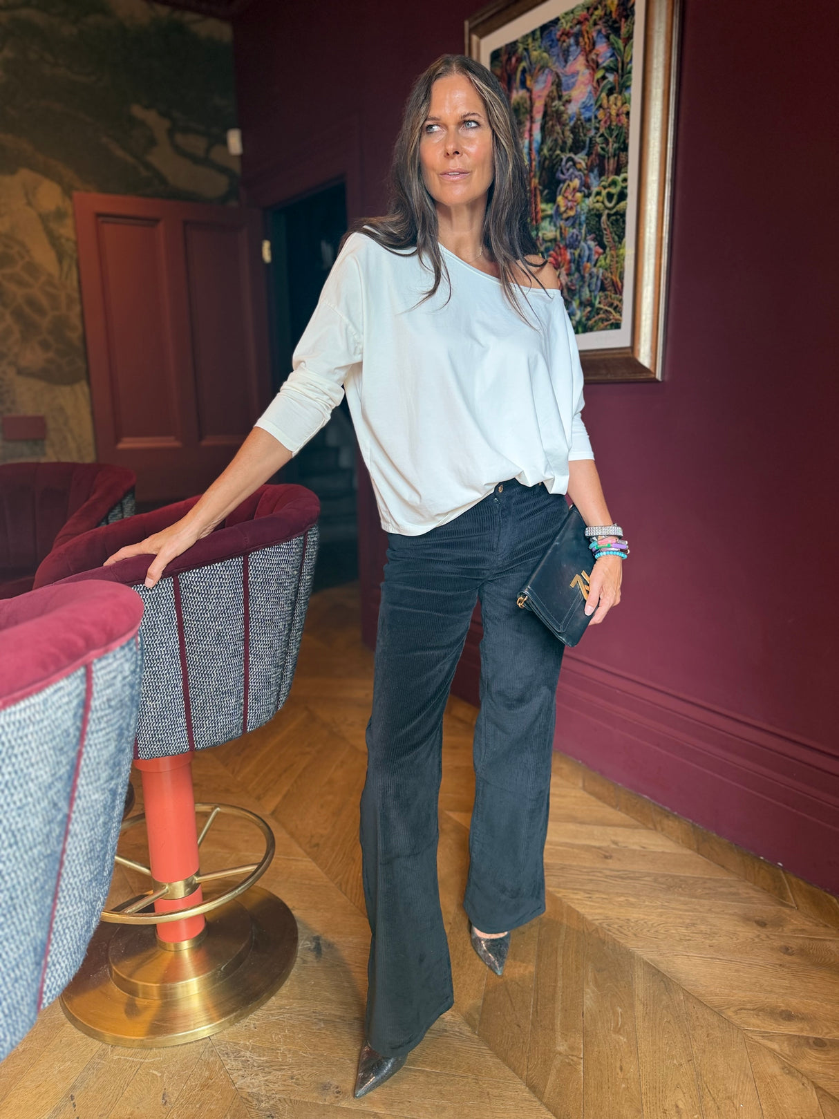 Row Corduroy Wide Leg Pant - Black