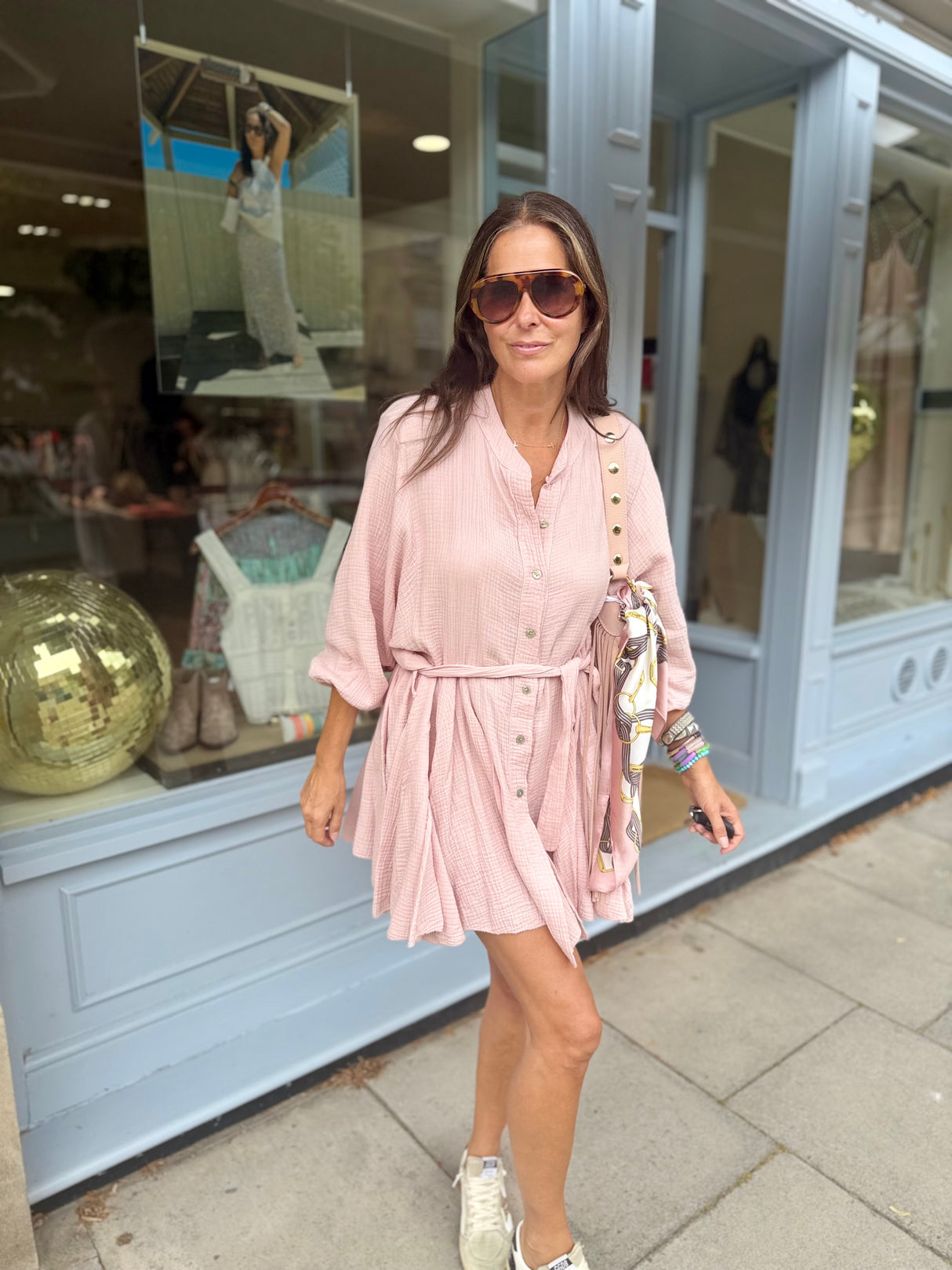 Minnie Cotton Mini Dress- Soft Pink