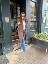Tabitha Faux Suede Trench - Chocolate