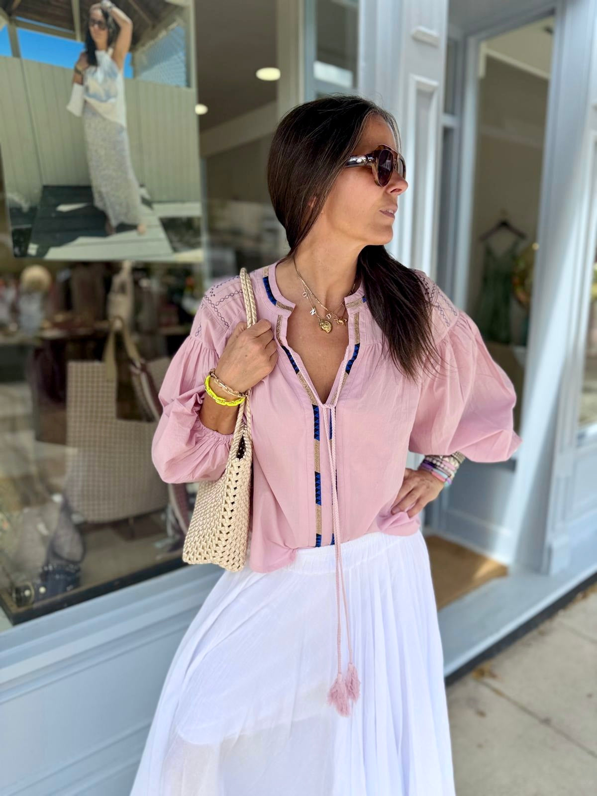 Citrine Blouse With Tassel - Pink