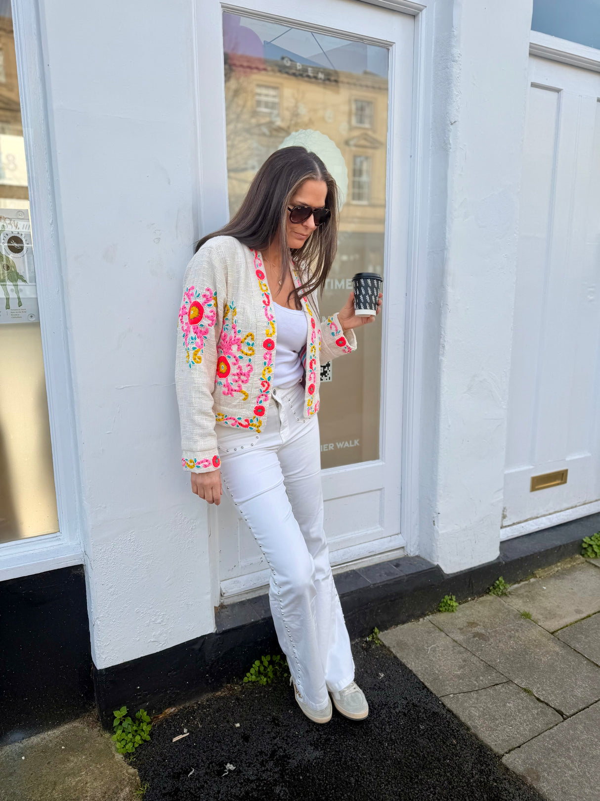 Stella Studded Bootcut Jean - White