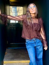 Saskia Lace Top - Chocolate