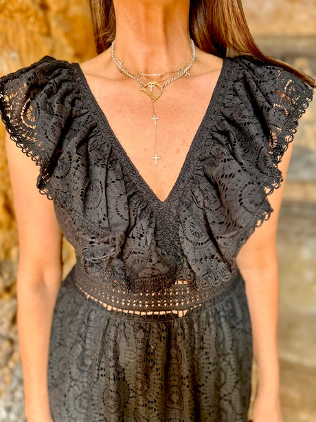 Carter Crochet Maxi Dress - Black