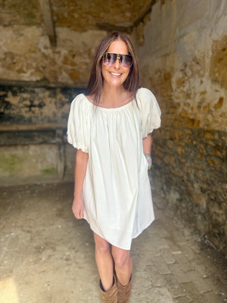 Off The Shoulder Dress- White