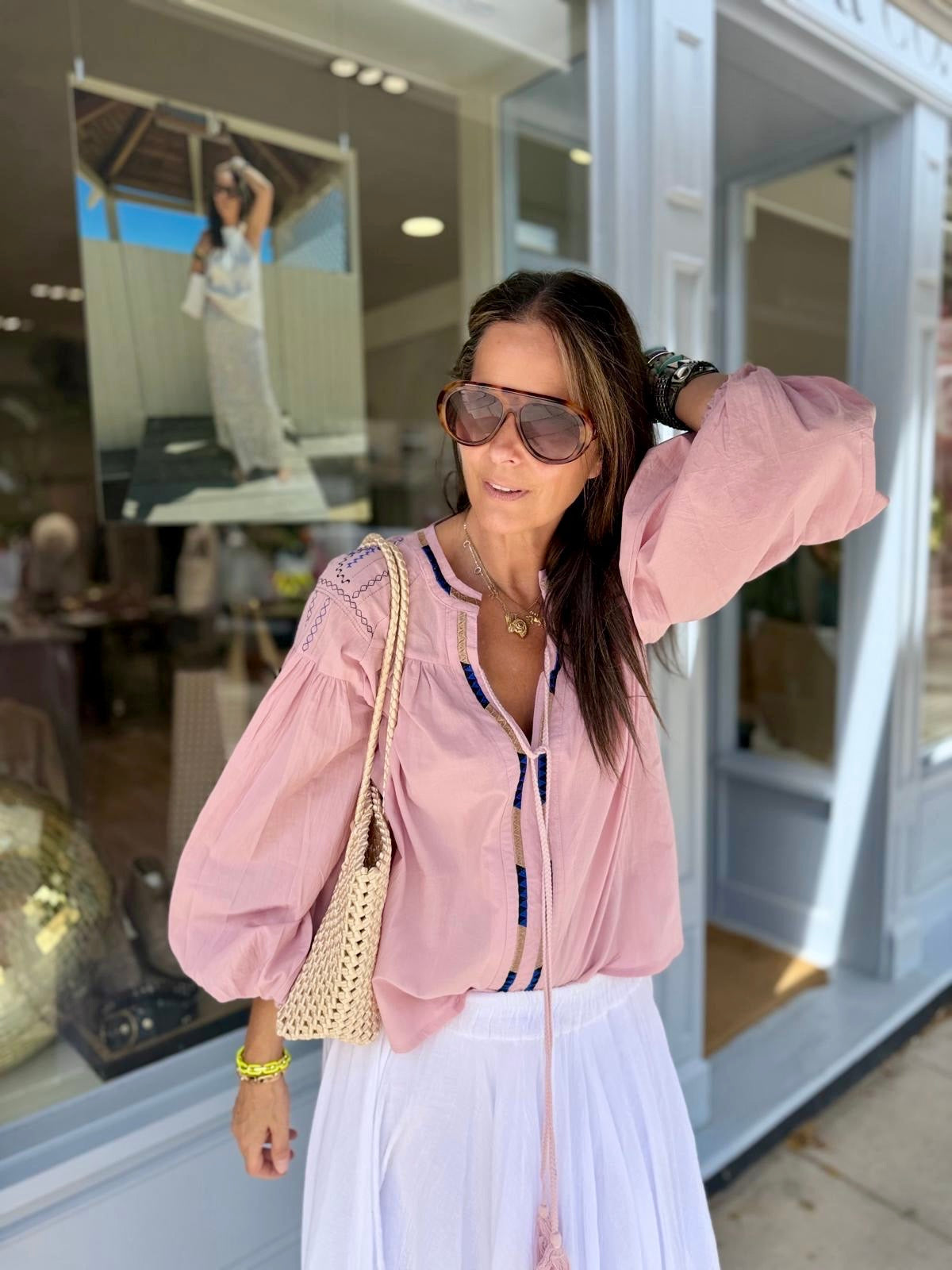 Citrine Blouse With Tassel - Pink