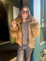 Shauna Faux Suede Bomber - Tan