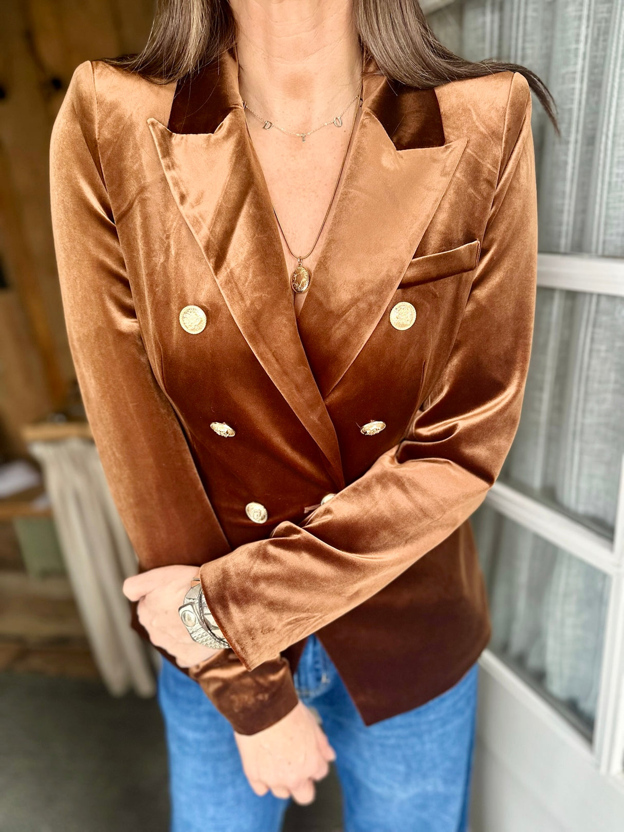 Blazer de terciopelo Victoria - Bronce