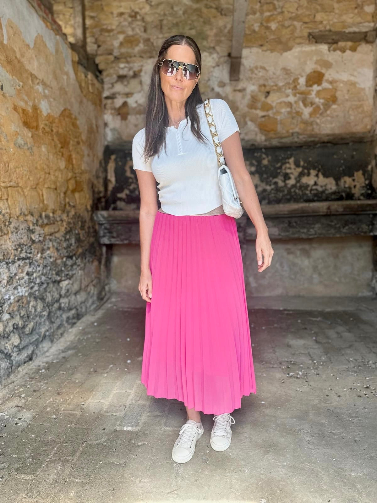 Kaia Midi Skirt - Hot Pink