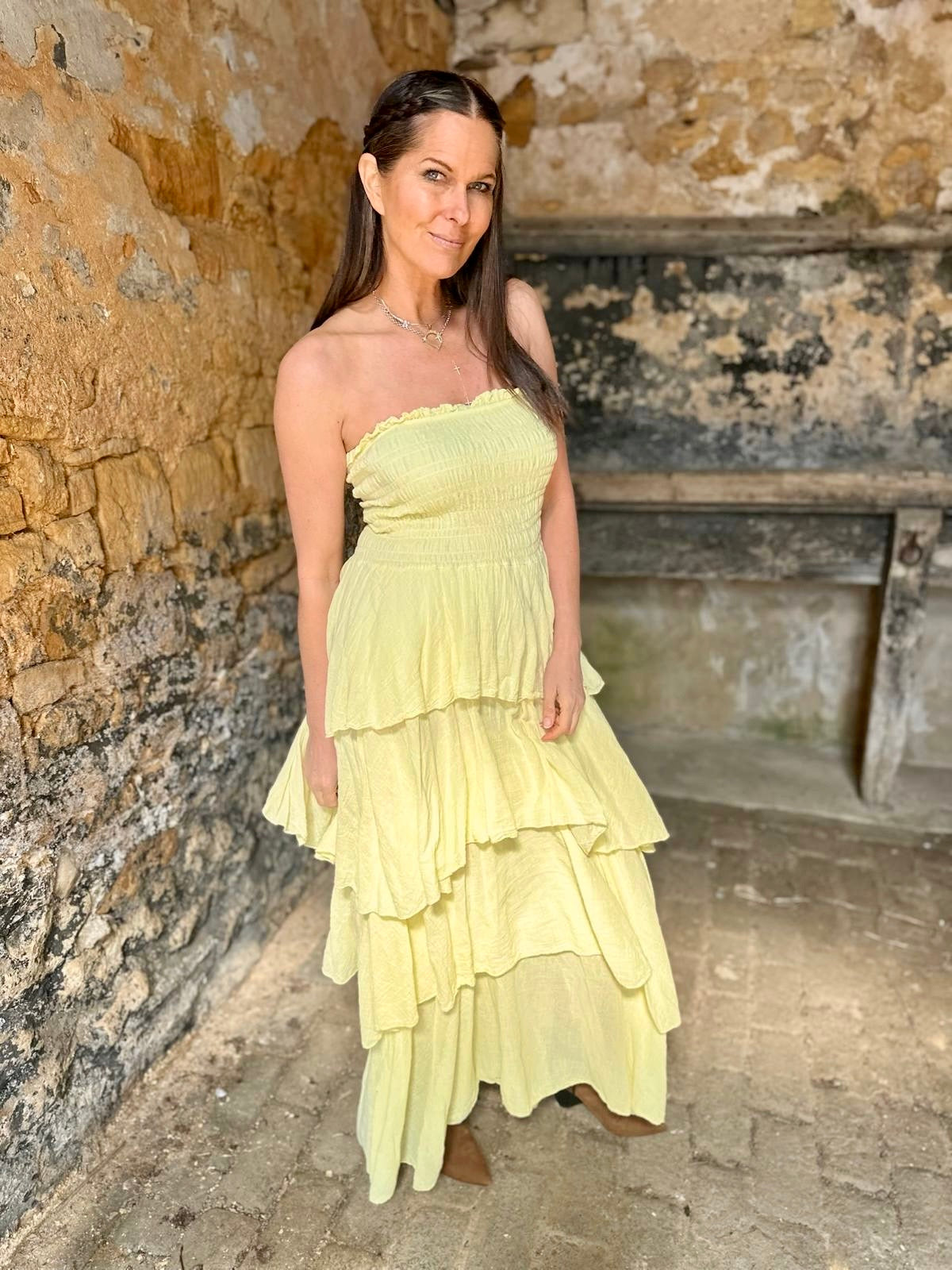 Laurie Ruffle Maxi Dress - Yellow