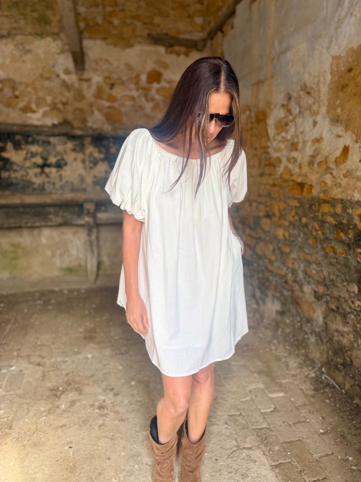 Off The Shoulder Dress- White