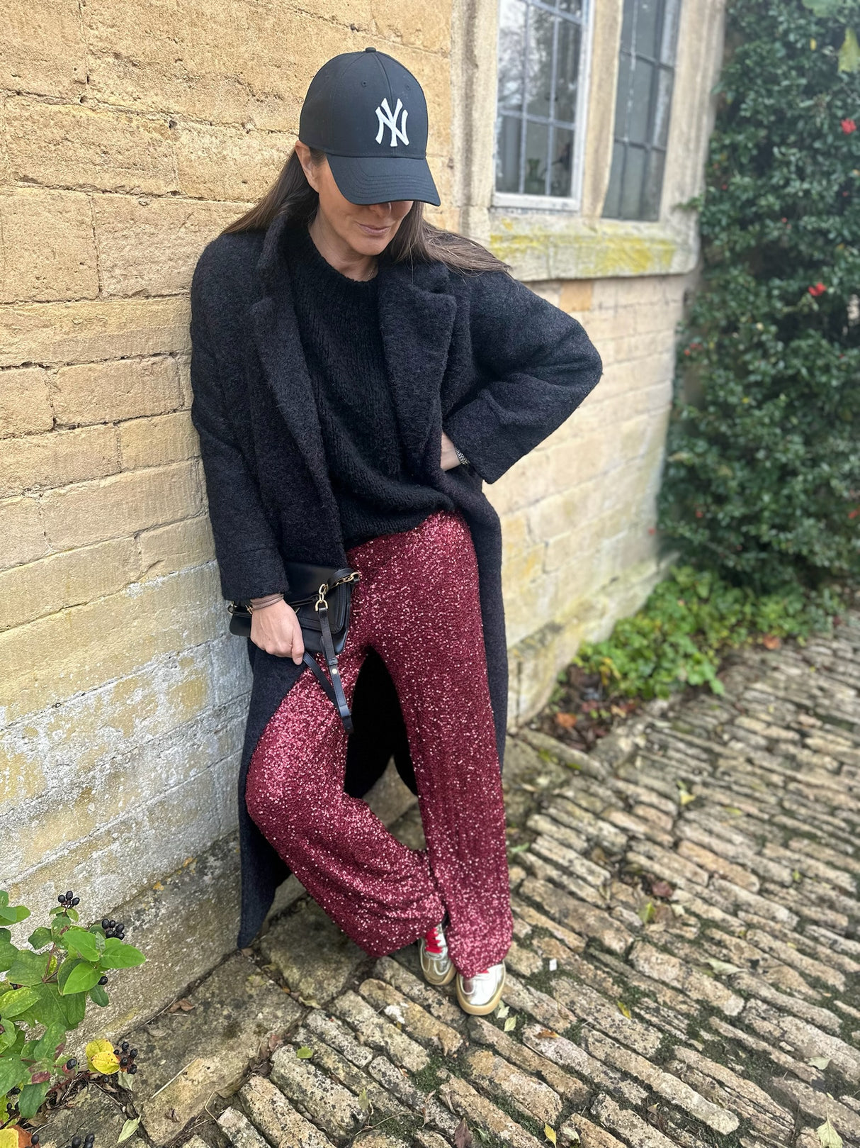 Pantalón de lentejuelas Dion - Rubí