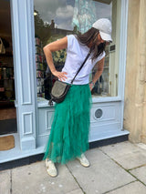 Rosalie Tulle Midi Skirt - Green