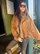 Shauna Faux Suede Bomber - Tan