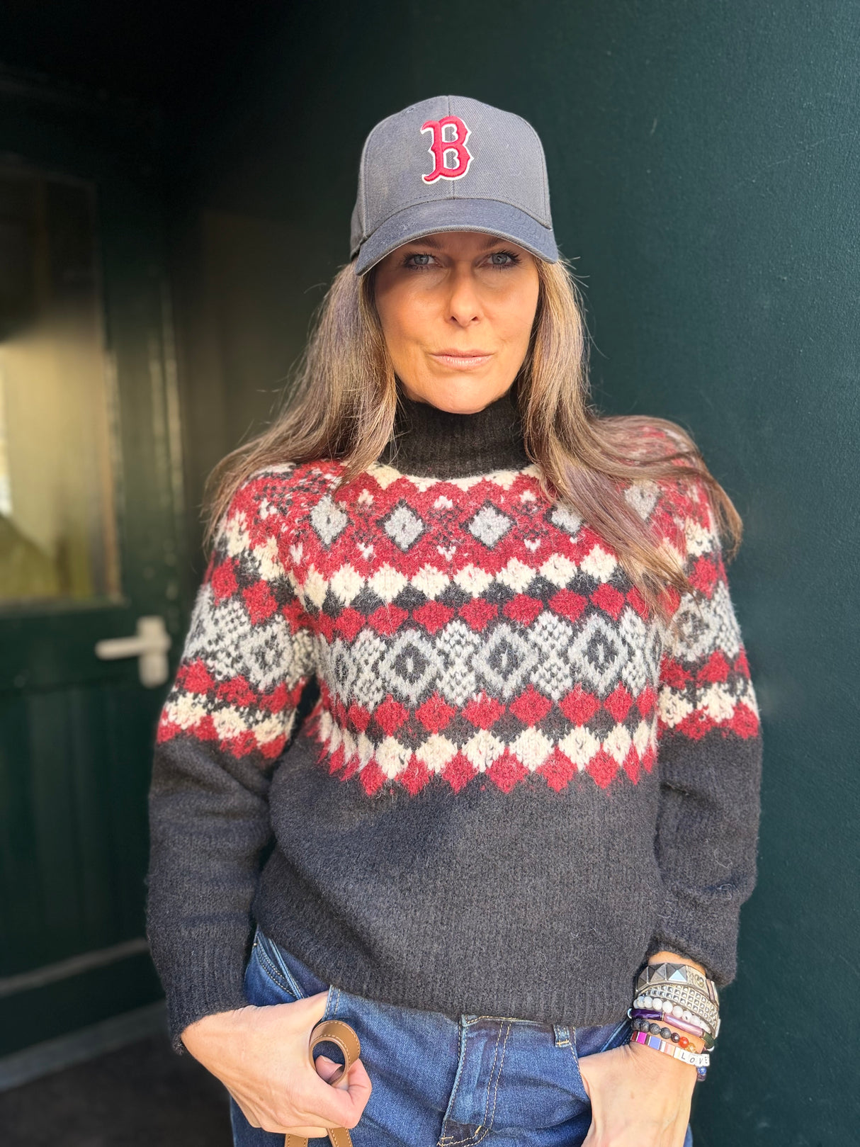 Yule Printed Turtleneck -  Black