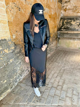 Falda lencero de encaje Saint - Negro