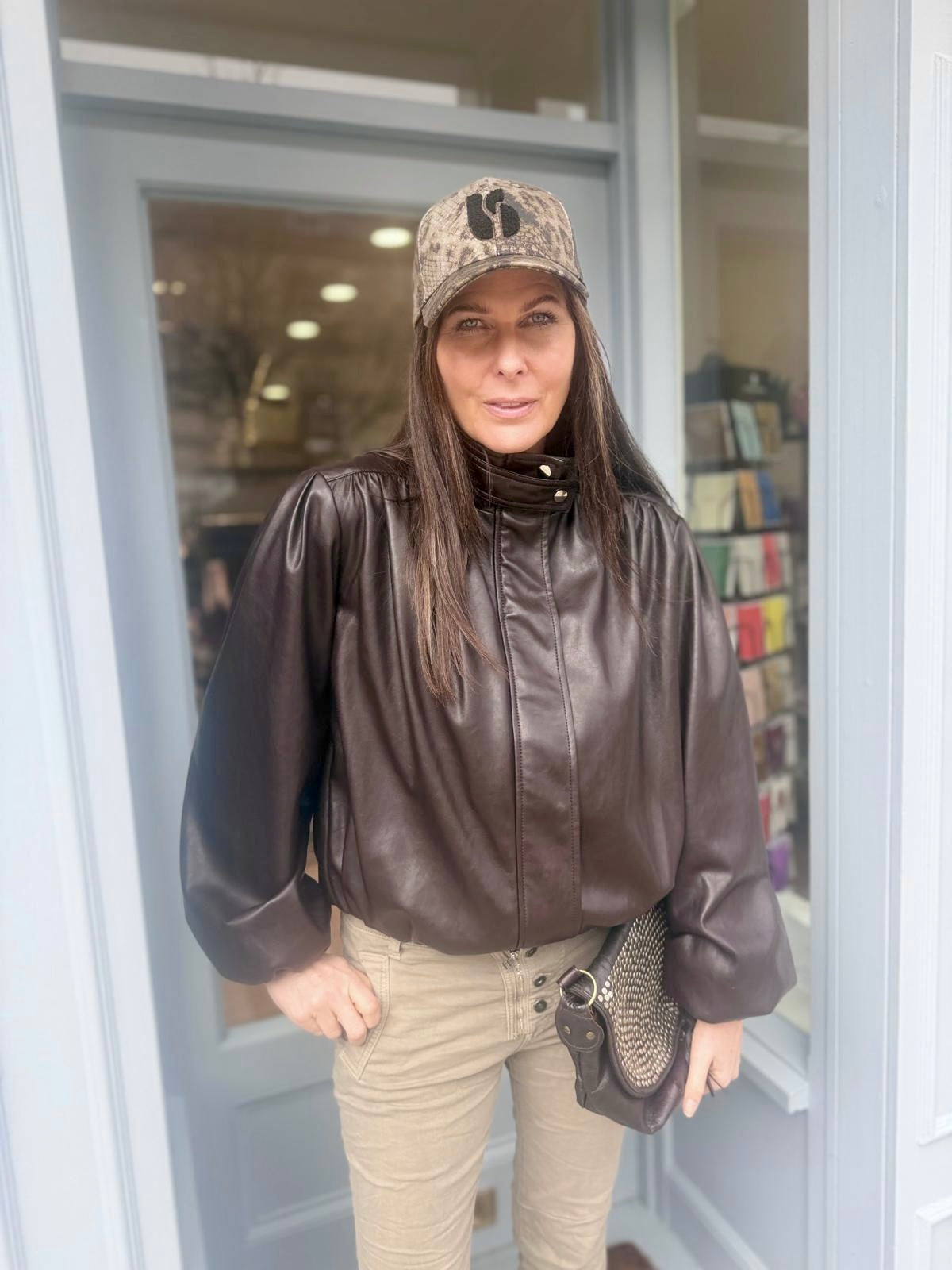 Maz Faux Leather Jacket - Choc