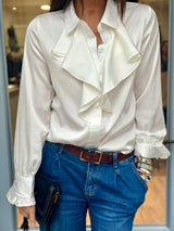 Charlie Ruffle Shirt White