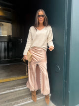 Highland Satin Lace Skirt - Blush