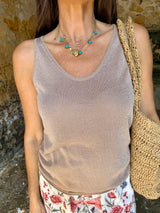 Bluebell Metallic Tank Top - Rose Gold
