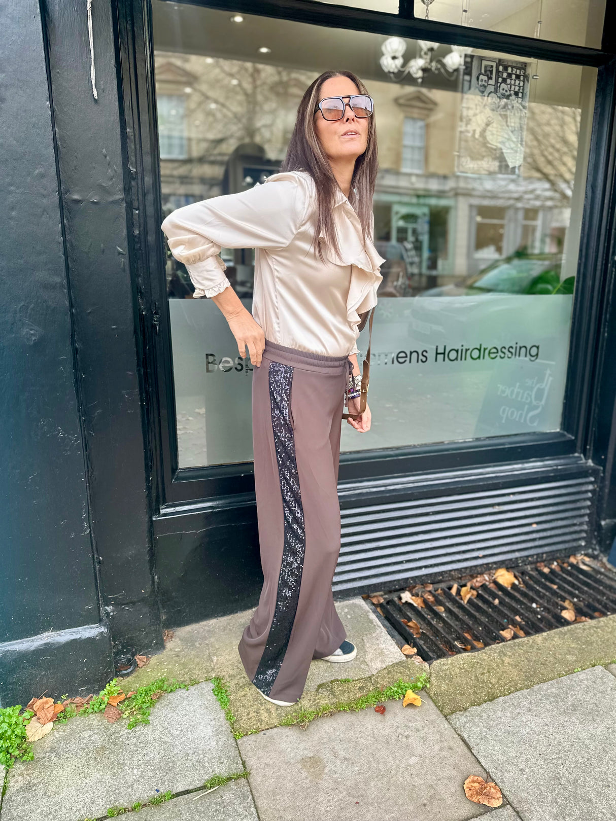 Tempest Pant - Chocolate With Black Sequin