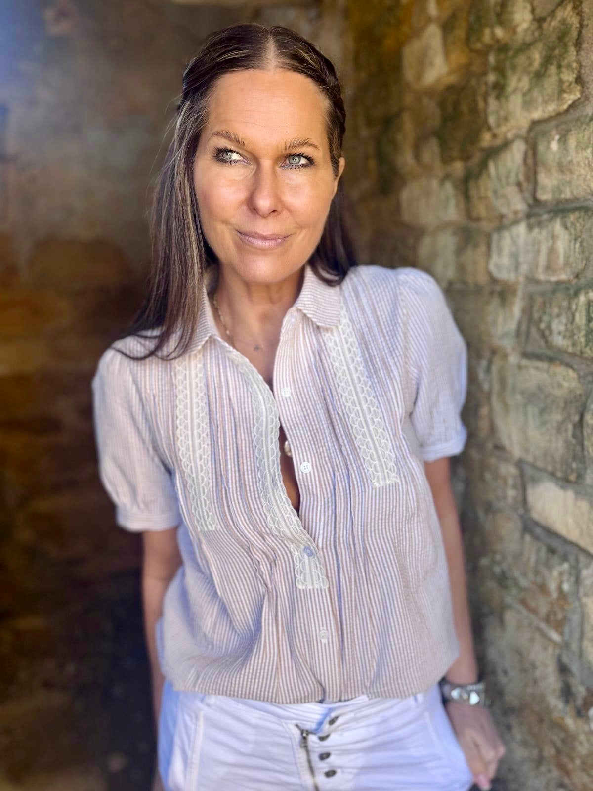 Dorra Short Sleeve Blouse - Camel