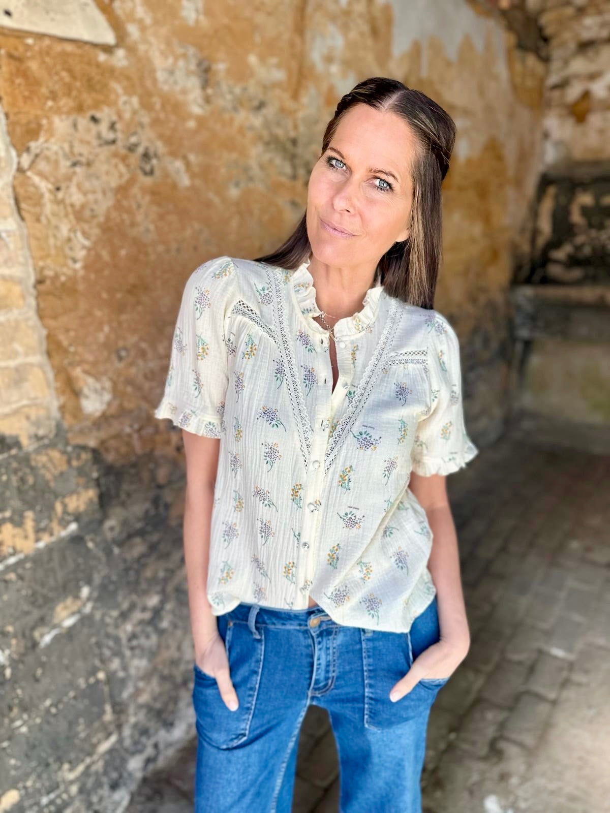 Rae Blouse - Purple/Green