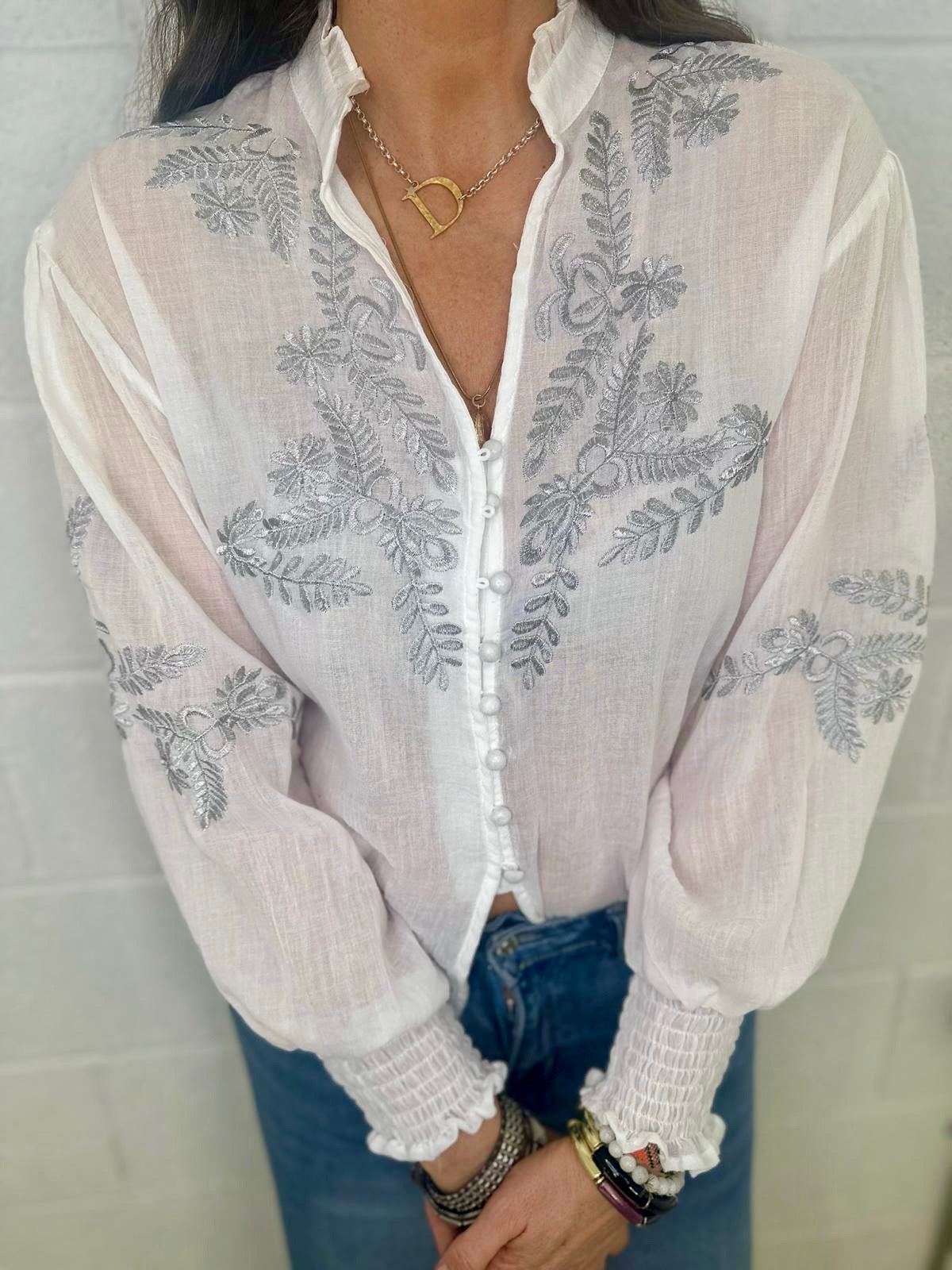 Blusa bordada Neomie blanca