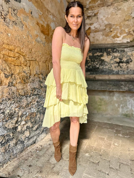 Laurie Ruffle Mini Dress - Yellow