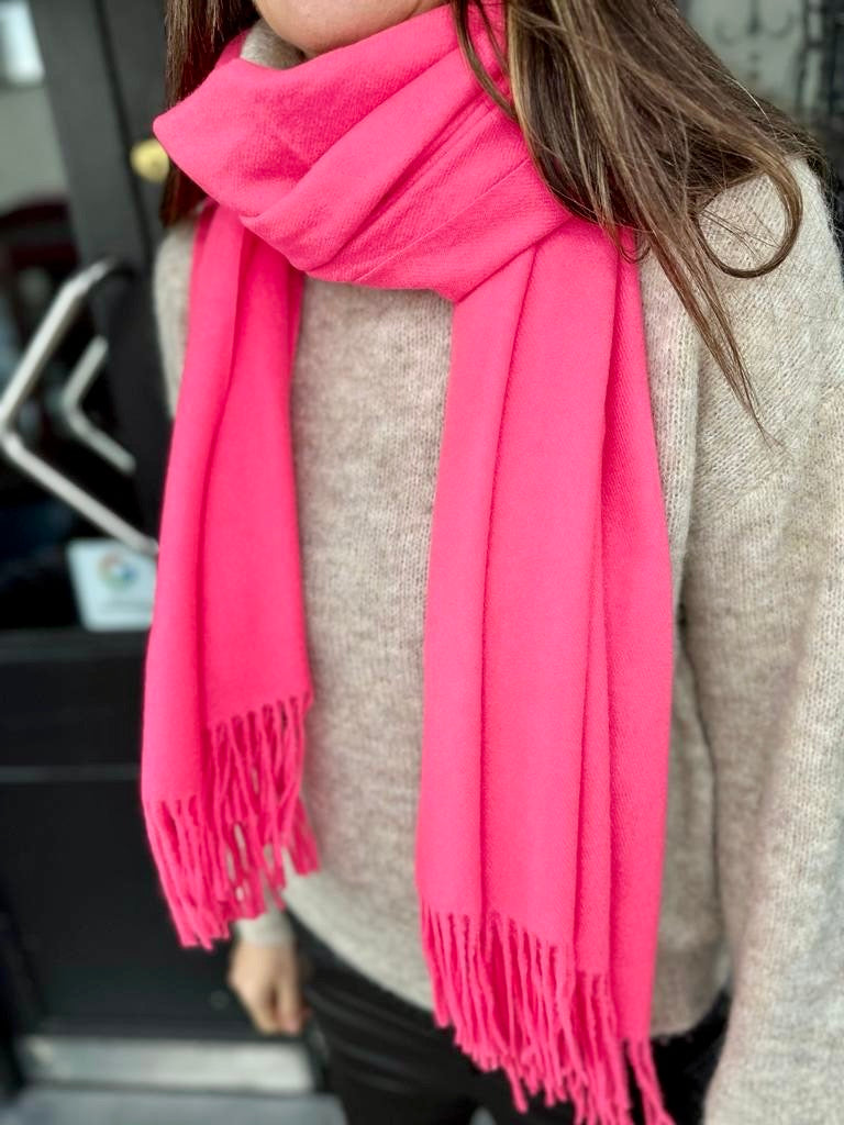 Cachecol de Caxemira Rosa Fluorescente