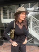 Clare Essential Top With Lace - Black