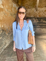 Blusa Ray Silk Blend - Azul claro