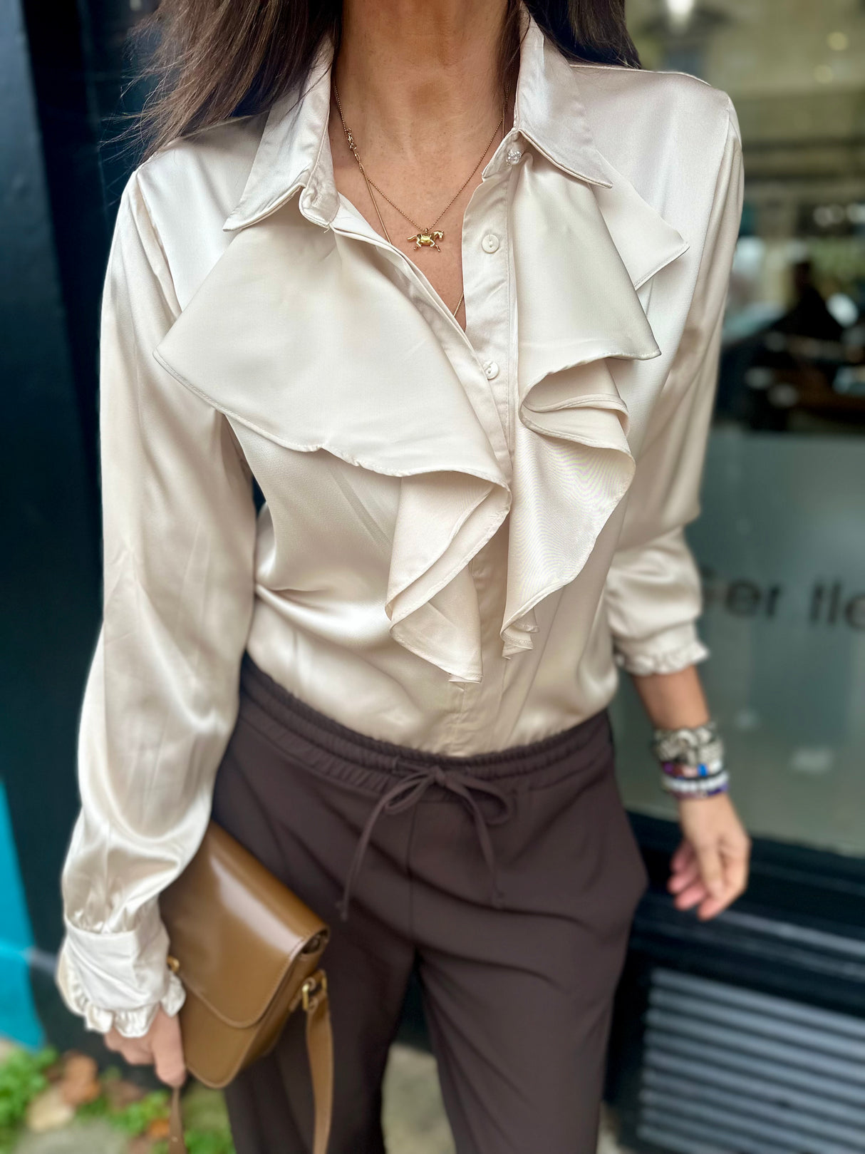 Charlie Ruffle Shirt Champagne