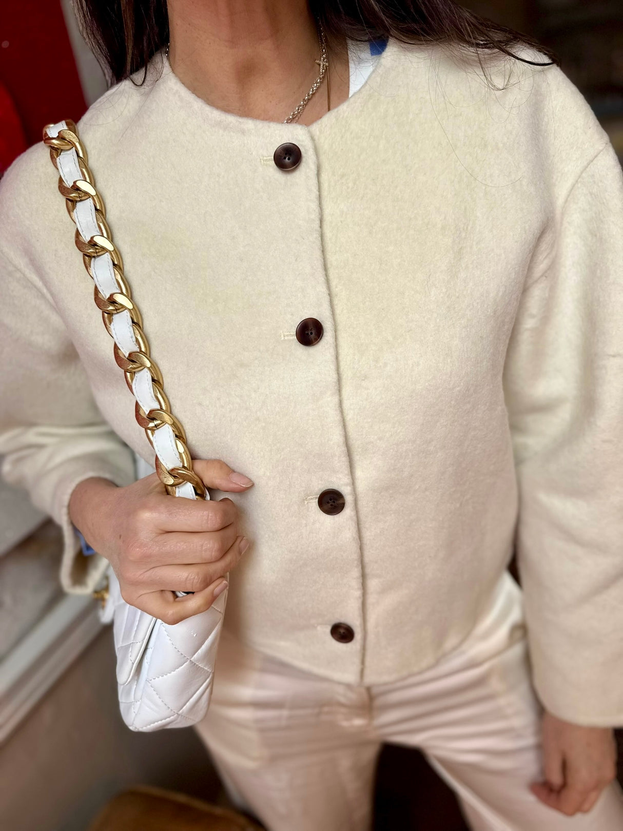 Chaqueta corta de lana Liv - Crudo