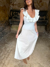 Jenna Ruffle Strap Dress - White