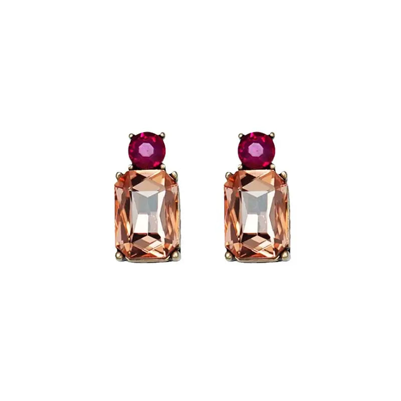 Mini Gem Earring - Amber/Pink