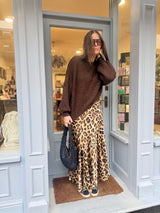 Layla Animal Print Midi Skirt - Amber