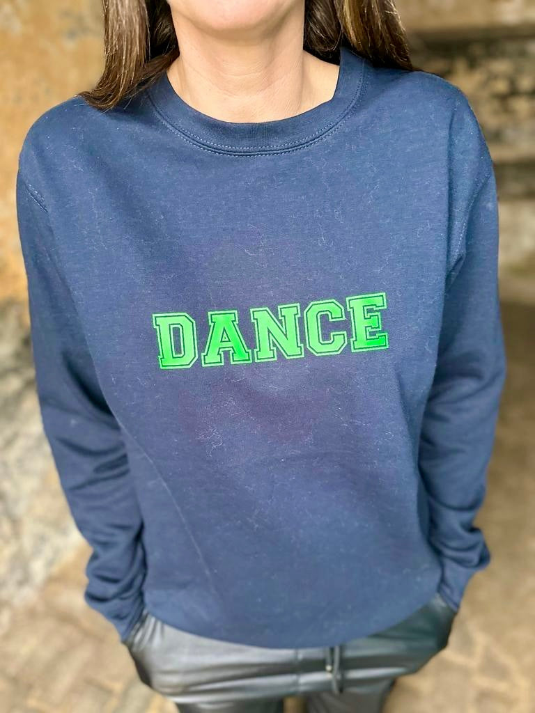 Sudadera DANCE azul marino verde neón