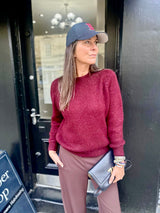 Peony Crew Neck Knit - Claret