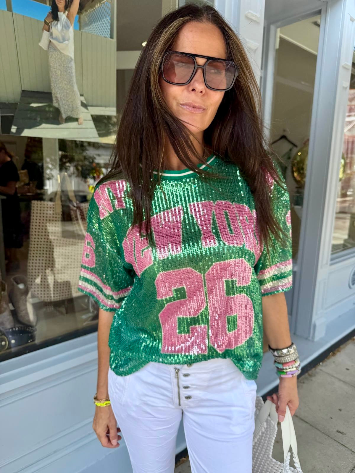 Sequin NFL Inspired Top - Green