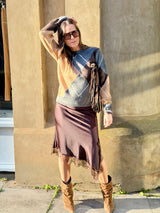 Edith Satin Lace Skirt Chocolate