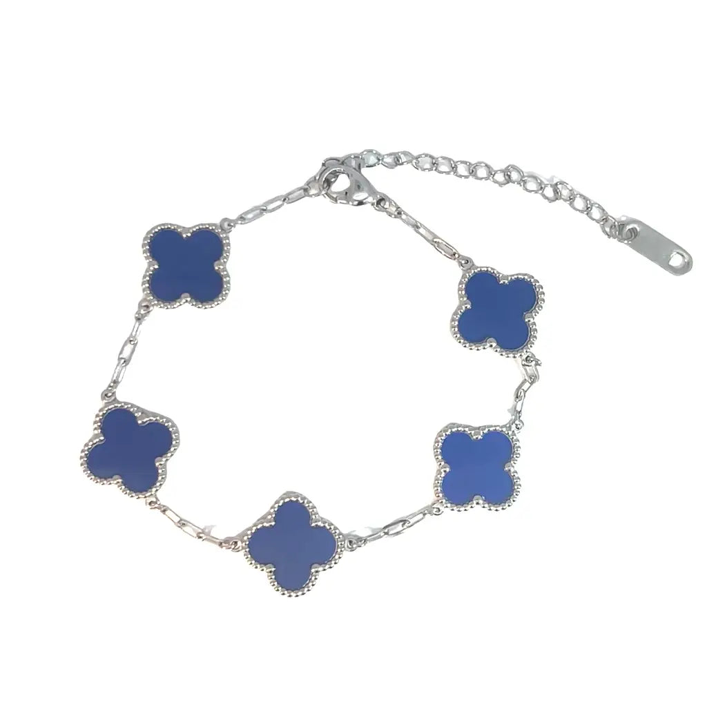 Four Leaf Bracelet - Blue/Silver