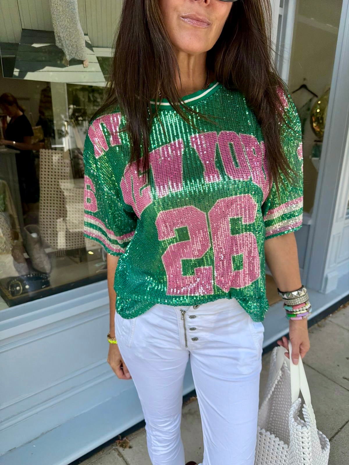 Sequin NFL Inspired Top - Green